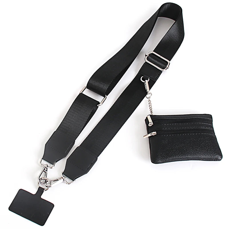 Hot Selling New Phone Lanyard With Zipper Pocket and Storage Bag Adjustable Wide Nylon Straps Can Replace Handbags and Wallets