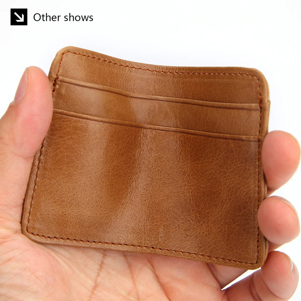 New Genuine Leather Card Holder Oil Wax Leather Multi-Card Small Retro Cowhide Coin Purse Men/Women Luxury Card Holder