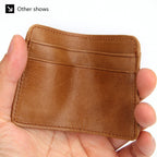 New Genuine Leather Card Holder Oil Wax Leather Multi-Card Small Retro Cowhide Coin Purse Men/Women Luxury Card Holder