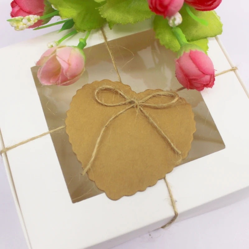 Large Gift Hang Tags, 100 Pieces Per Batch, White Kraft Paper Gift Packaging Labels, Handcrafted With Love Products, Price Tags