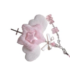 Sweet Bowknot Pendant Phone Chain Rope Wing Keychain Handmade Cellphone Strap Lanyard Acrylic Keyring Bag Ornament
