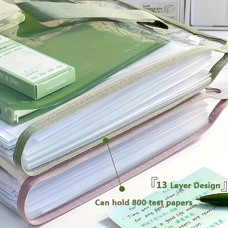 1PC Student file bag accordion bag folder large capacity test paper storage bag