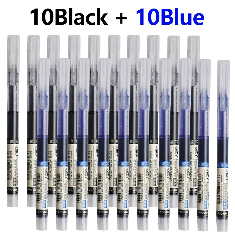 1-20Pcs Needle Type Gel Ink Pens Black/Blue/Red 0.5mm Liquid Ballpoint Pen Students Stationery School Office Writing Tool