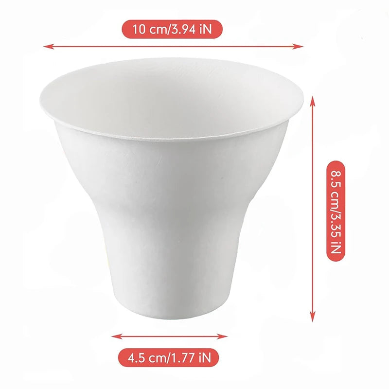 20Pcs Snow Cone Paper Cups, 300ml Disposable Cups for Snack Ice Cream Food Desserts, Party Drinking Wedding Picnic Supplies