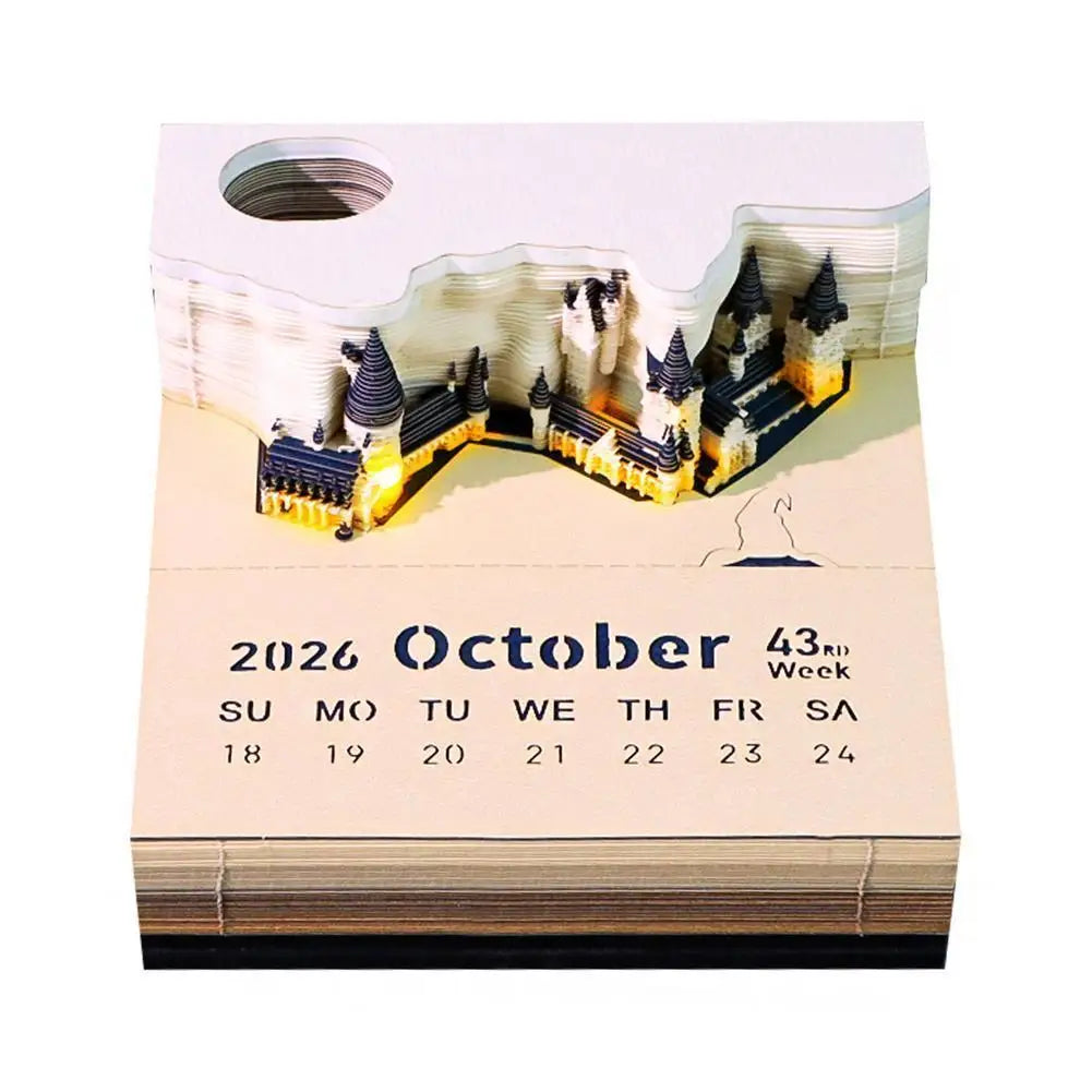 Mystical 3D Desk Calendar Pop-Up Castle Monthly Planner 2025 Yearly Organizer Sticky Notes to do list Office/Home Desk Decor