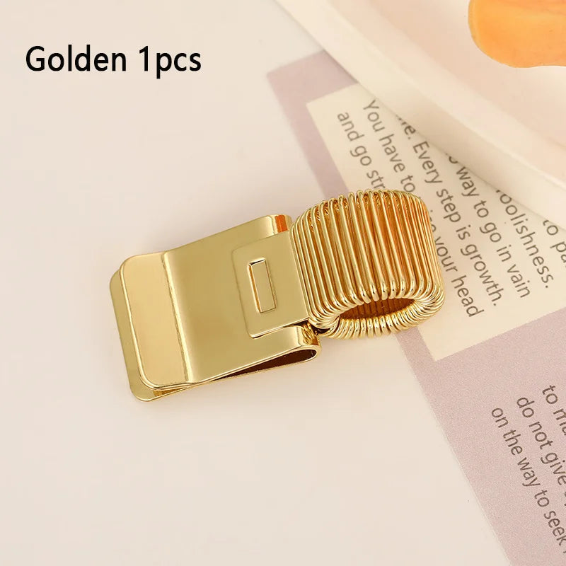 1pcs Metal Pen Clip with Spring Securely Holds Notebook Paper Minimalist Desktop Organizer Ideal for School and Office Use