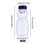 Cute Bear Shaped Bottle Plastic Drink Container Cartoon Honey Bear Straw Cup with Flexible Straws for Milk Juice Honey Storage