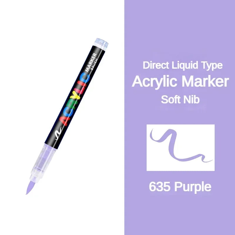 GUANGNA 16 Colors Direct-liquid Acrylic Paint Pens Brush Marker Pen for Rock Painting Stone Ceramic DIY Art Supplies Stationery