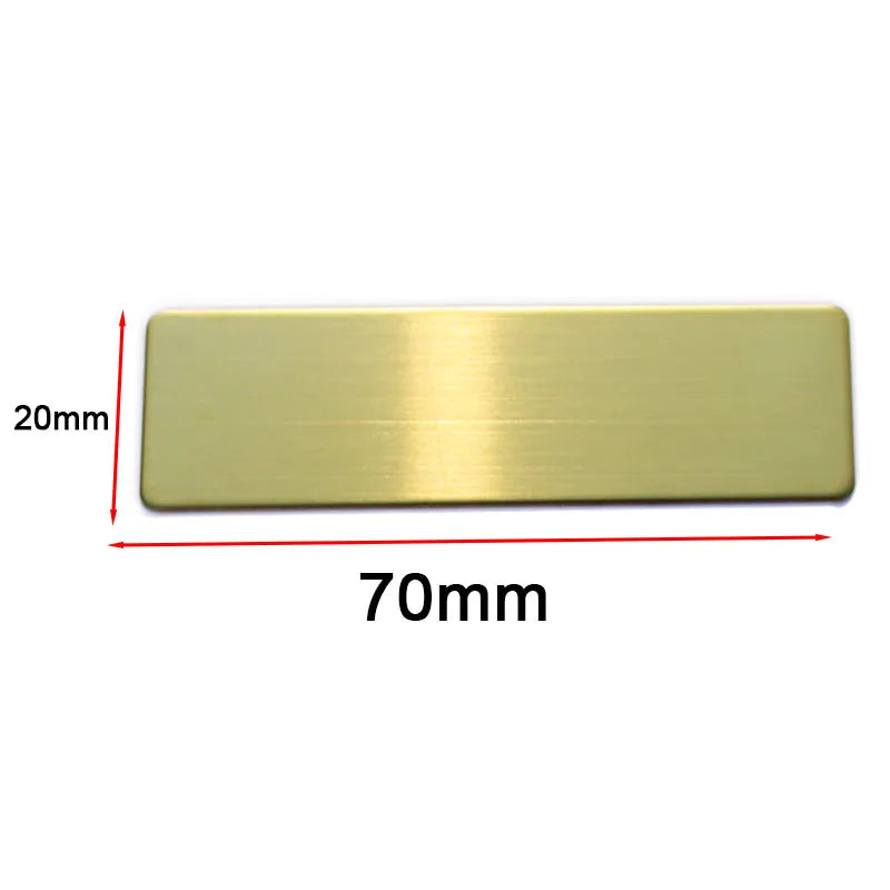 10pcs Brushed gold plate Laser Engraving Metal Name Badge Gold Silver Color Mirror Brushed Stainless Steel Badge Blank Material