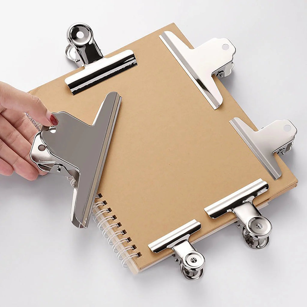 Large Clips 6.3 Inch Metal Binder Paper Clip Silver Metal File Money Binder Clamps Clip Stainless Steel Bull Paper Clips