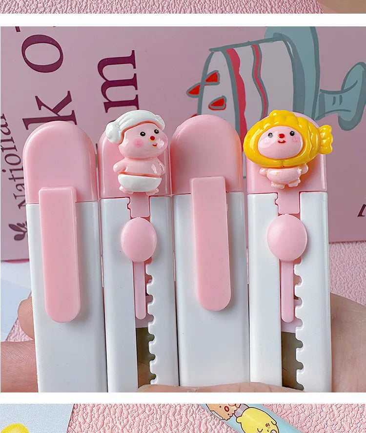 1pc Mini Portable Art Knife Students Use Envelope Opener Cute Cartoon Paper Cutter Office Stationery Express Unpacking Device