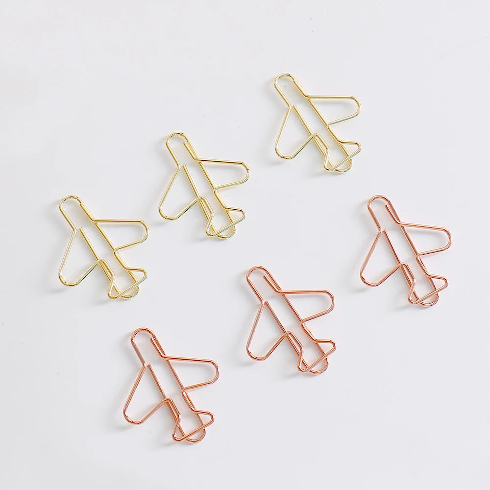 20 Pcs Airplane paper clip Cute Rose Gold aeroplane Clips Bookmarks Photo Memo Ticket Holder Office School Supplies Decoration