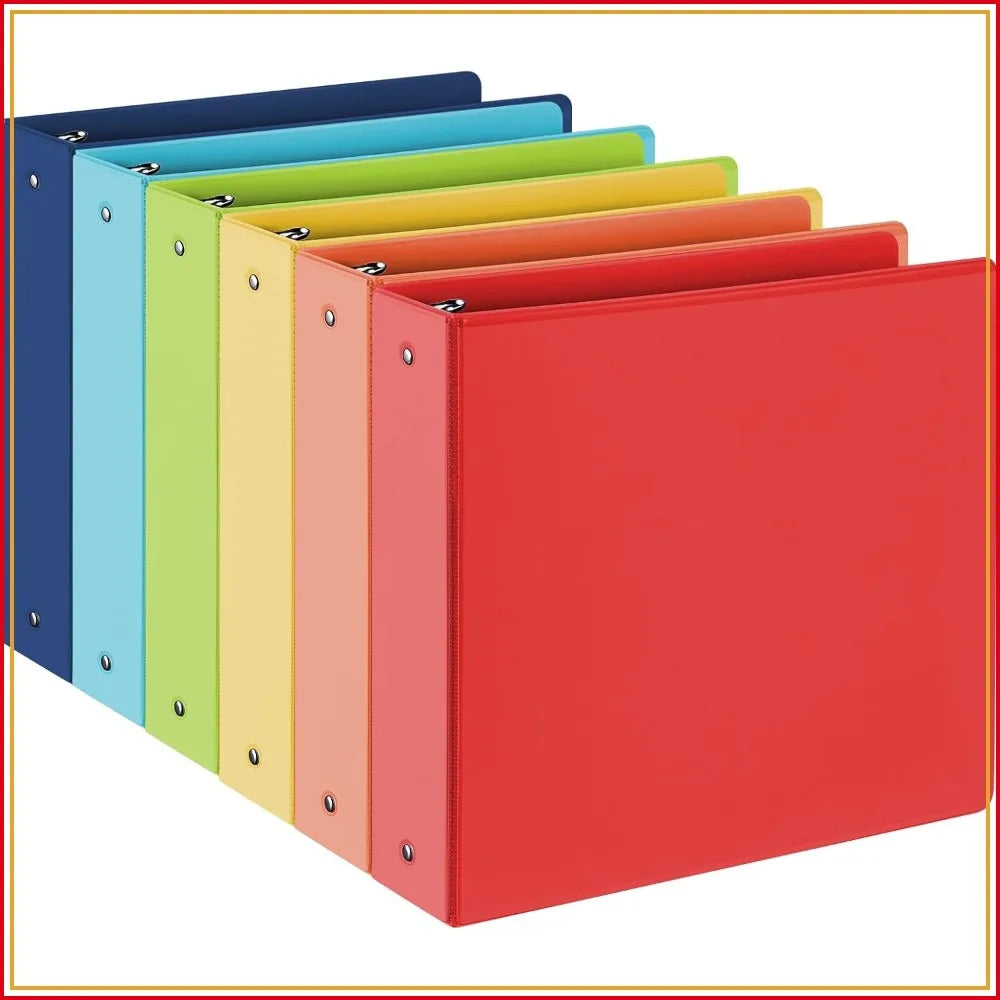 2-Inch 3-Ring Binders with 2 Interior Pockets, Heavy Duty Clear View Presentation Binder Holds 425 Sheets Letter Size, 6 Pack