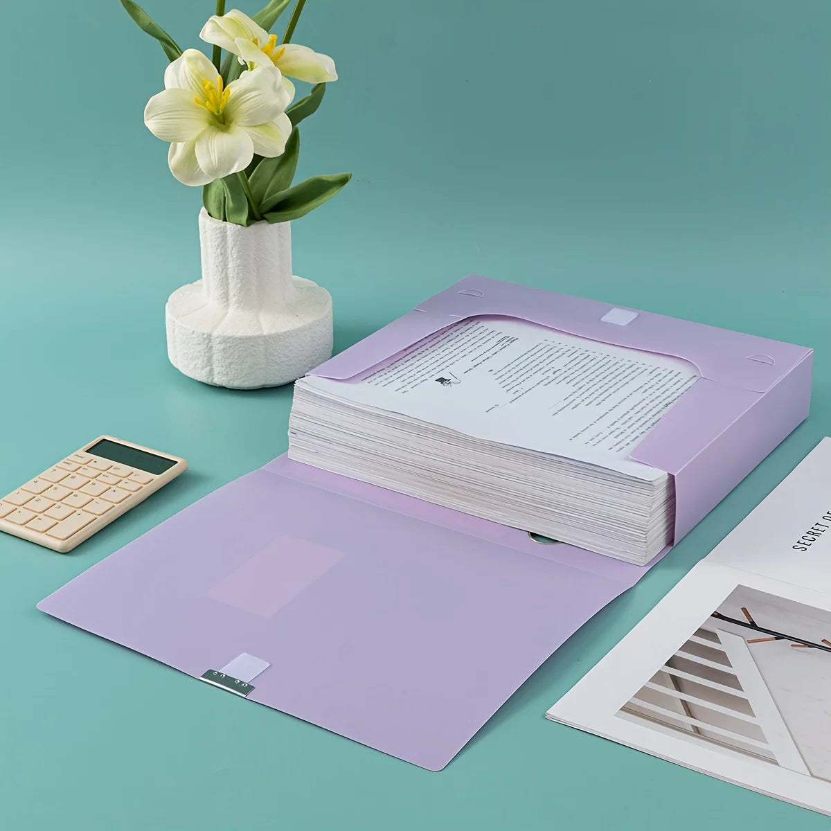 Large Capacity Foldable Plastic File Box for Office Use, Thickened A4 File Organizer, for Accounting Vouchers Resources Contract