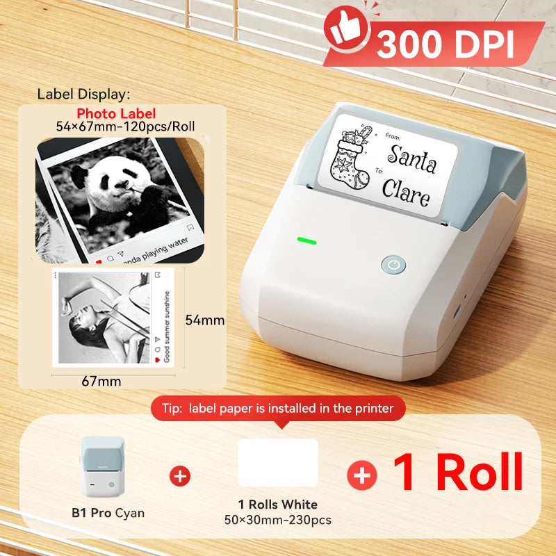 Niimbot B1 Pro Label Printer 300 DPI High-definition Red Black Color Printing Self-adhesive Photo Printing for Business Home
