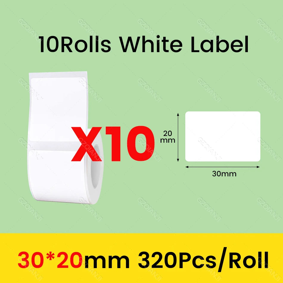 3/5/10 Rolls NiiMbot B21 B1 Label Printer Paper Roll Waterproof Anti-Oil Tear-Resistant Price Tag Pure White Sticker Papers