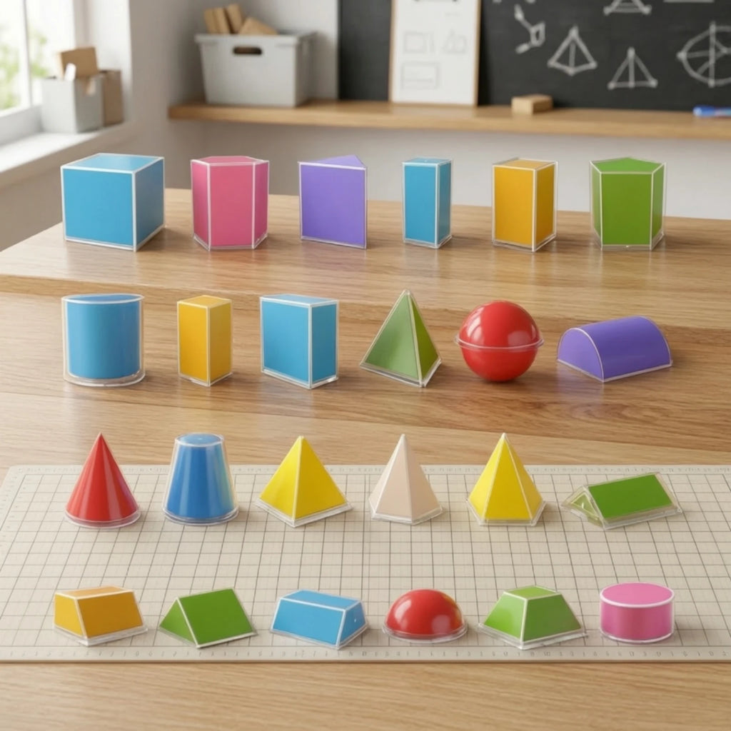 24 Pieces Geometry Teaching Model Kit Transparent Geometric Shapes with Storage Box Geometry Manipulatives Clear for Teachers