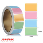 800Pcs Waterproof Self-adhesive Label Stickers Colorful Handwritten Name Index Sticker
