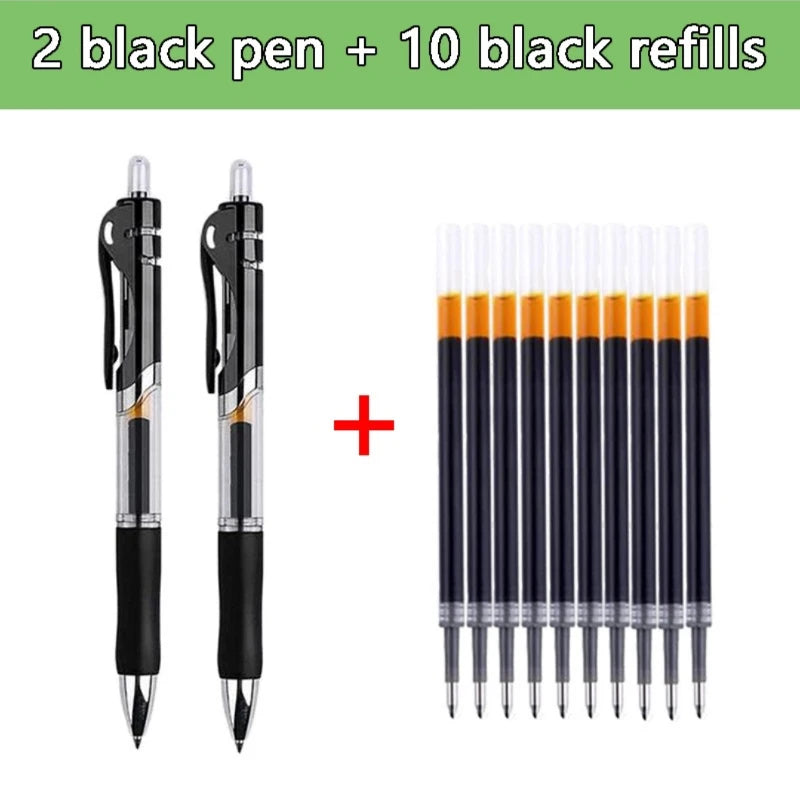 Press Gel Pen Signature pens Blue Black Red Refill Pen Bullet tip Gel Pen School office supplies art stationery