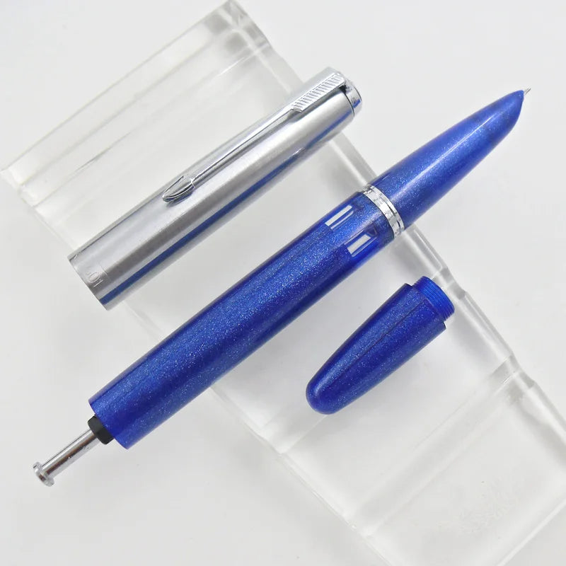 NEW Wingsung 601 Press Piston Fountain Pen Iridium EF/F Nib Steel Cap Vacumatic Resin Ink Pen School Stationery Office Supplies
