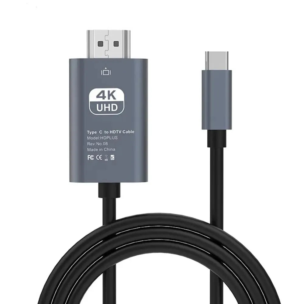 Aluminum Shell USB C to 4K@30Hz HDMI-compatible Display Adapter Cable Compatible with Thunderbolt5/4/3 Laptops i/phone16/15