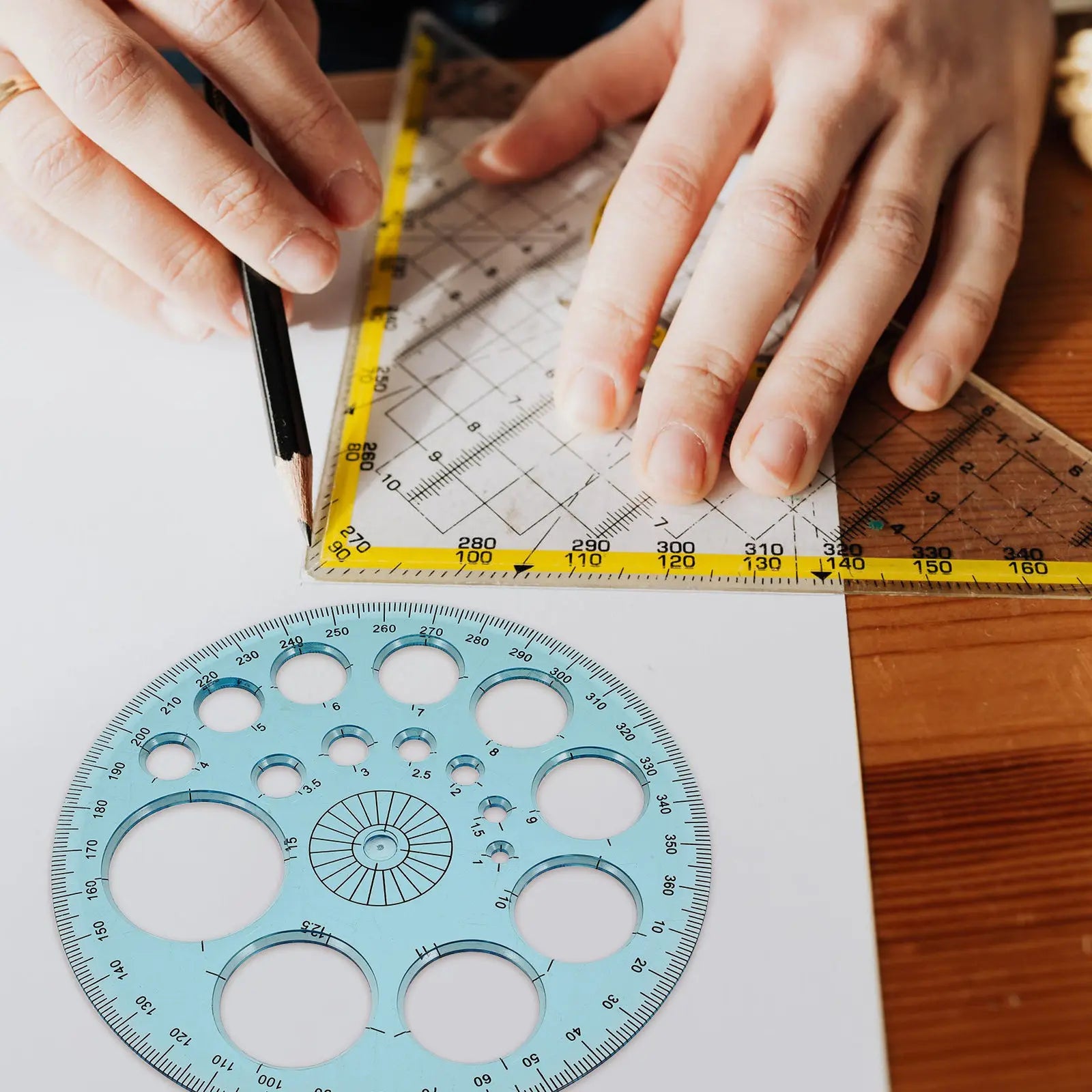 1Set Drawing Ruler Set Multifunctional Geometric Protractor Premium Plastic Measuring Tool for Students Home Office Accurate