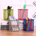 Multifunction Round/Square Mesh Pen Pot Multicolor Pen Holder Desk Tidy Stationery Organiser Pencil Storage Stationery Organiser