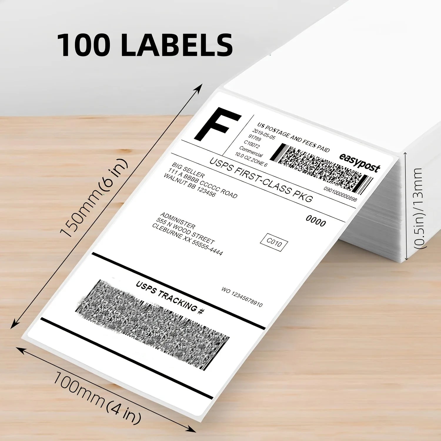 4x6 Inch Foldable Shipping Label Paper, Commercial Grade, Compatible with Direct Thermal Printers, Self-Adhesive Mailing Sticker
