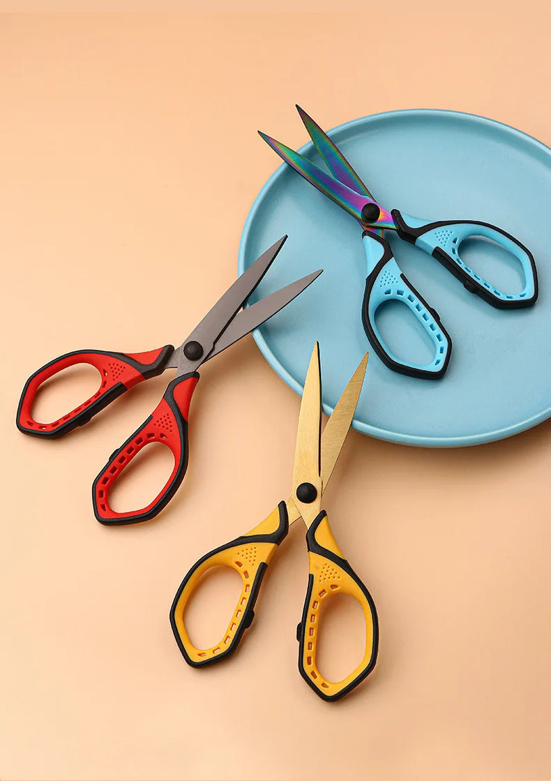 Office Scissors,Stainless Steel Scissors Anti Rust,Black,Gold,Color Titanium,Handmade Paper Cut DIY Domestic Office Student Use