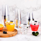 25PCS Disposable Champagne Clear Plastic Cup Outdoor Picnic Cup Drinking Cup for Parties Birthdays Weddings Cocktail Party