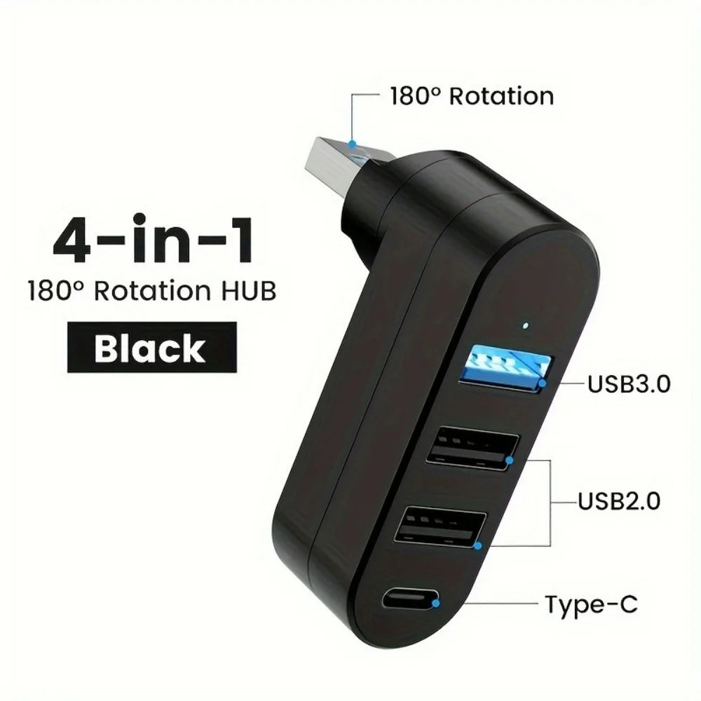 Mini Splitter 4 Ports USB Hub 3.0 Box Rotatable USB Data Transfer Multiple Expander For Computer Laptop MacBook PC Accessories