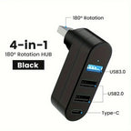 Mini Splitter 4 Ports USB Hub 3.0 Box Rotatable USB Data Transfer Multiple Expander For Computer Laptop MacBook PC Accessories