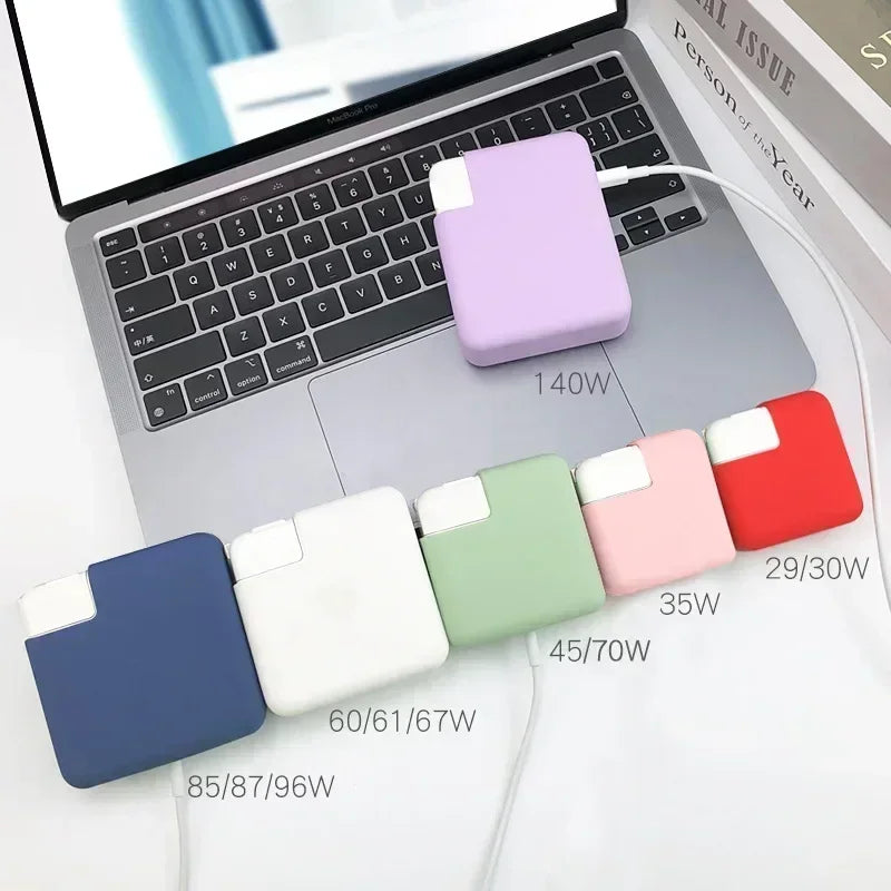 Travel Silicone Case for MacBook Charger 29-140W Adapter Cover Pro/Air Power Brick Organizer Apple Laptop Protection
