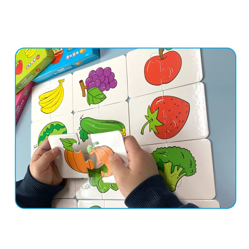 Baby Puzzle Toys for Children Animals Fruit Truck Graph Card Matching Games Montessori Toys for Kids 1 2 3 Years Old Boys Girls