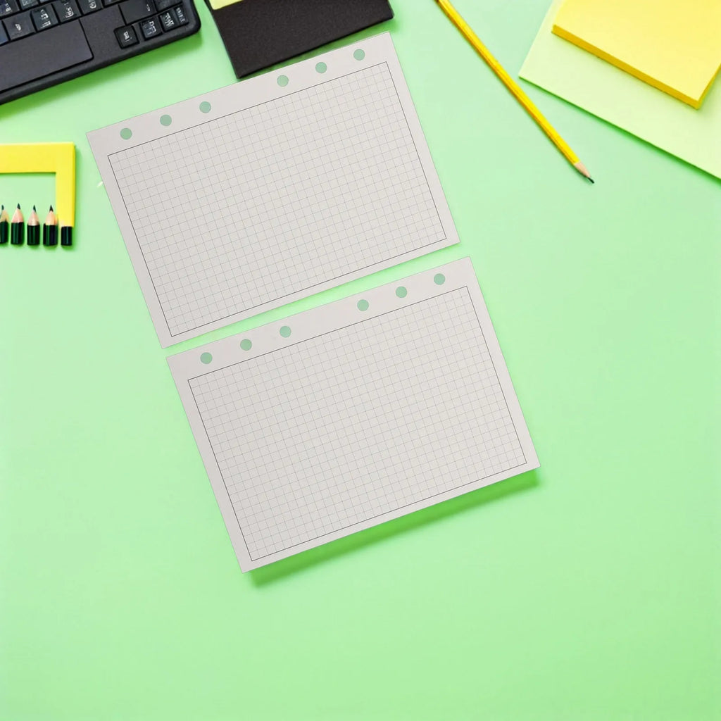 100Pcs Loose Leaf Refill Paper Graph Paper for Binder Journals Compatible 6-Ring Binder Grid Sheets Planner Filler Pages Project