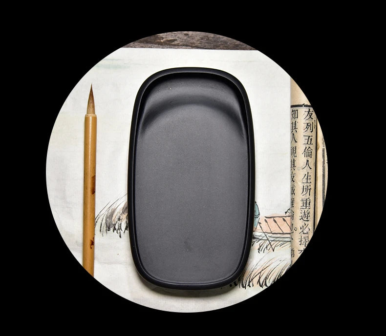 Natural Raw Stone She Inkstone Classical Calligraphy Regular Script Practice Ink Stone Vintage Brush Writing Practical Inkstone