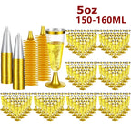 50pcs 5OZ Disposable Wine Cup Party  Plastic Champagne Flutes Cocktail Strawberry Toasting Glass for Wedding Bar Party Camping