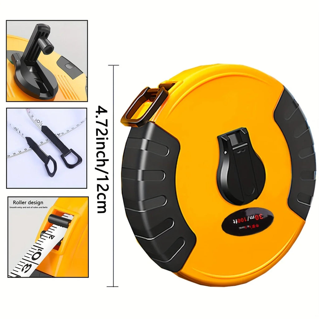 Tape Measure 164feet/50m 33feet/10m Self Adjusting End Hook Dual Sided Fiberglass Tape Measure for Engineer, Yard and Field, M