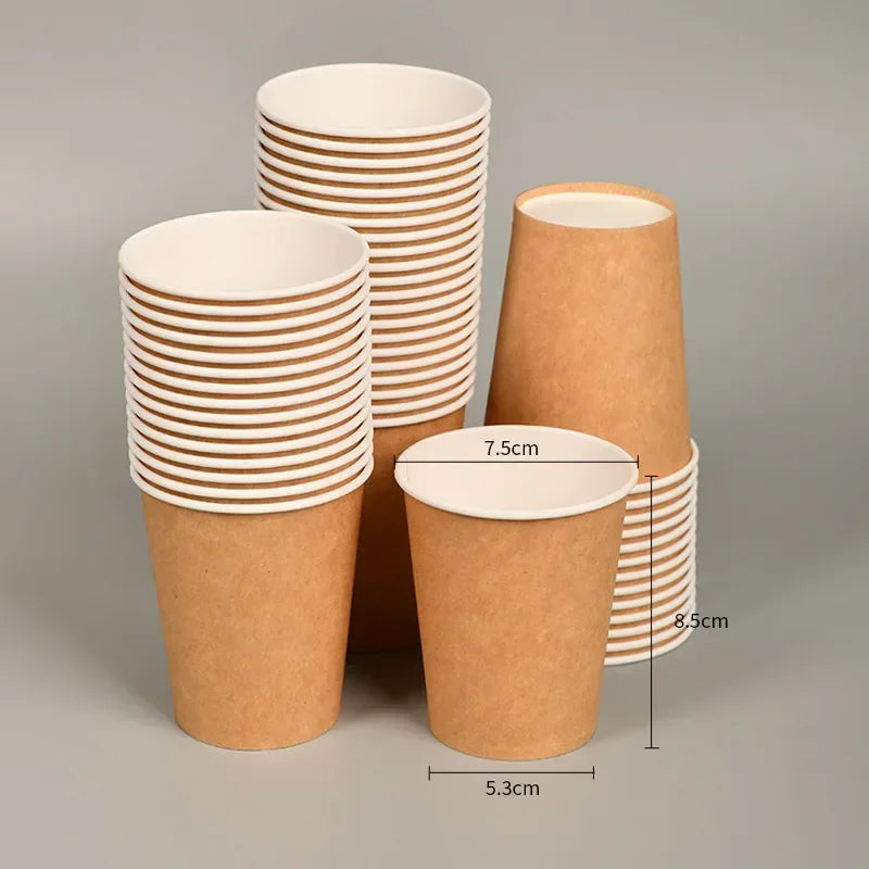 50/100PCS 210/250ml Pure White Paper Cups Disposable Coffee Tea Milk Cup Party Drinking Accessories Camping Party Supplies