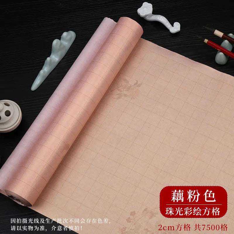 Sumi Art Wax Dye Pearlescent Ink Colorful Half Ripe Rice Paper Xuan Paper Scroll Multicolor Brush Calligraphy Creation Work Roll