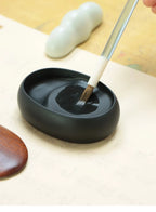 She Inkstone with Lid Antique Chinese Ink Stone for Calligraphy Writing and Traditional Painting Practice Natural Rock Inkstone