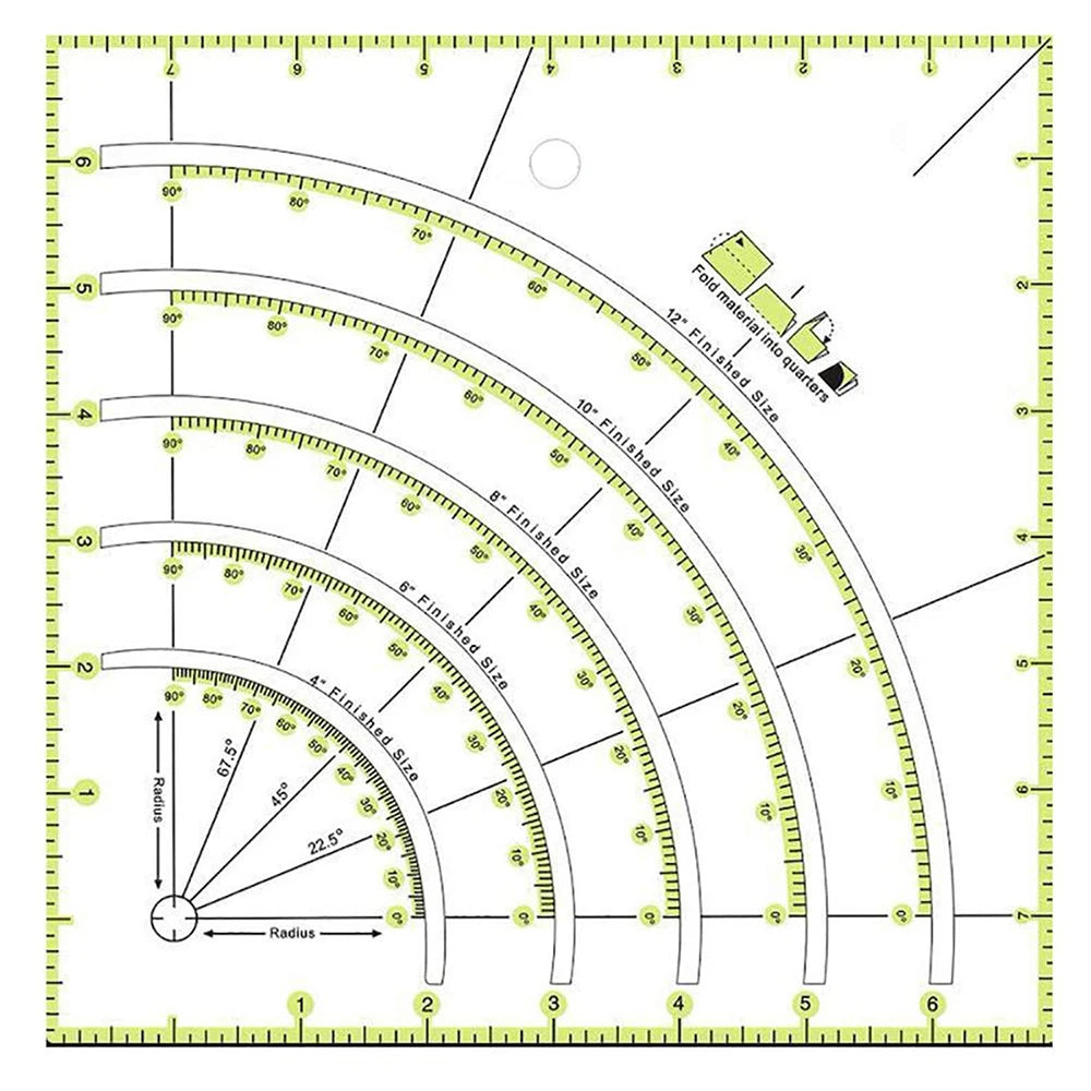 8x8" Acrylic Sewing Quilting Ruler Multifunctional Fans Quilt Patchwork Ruler Sewing Template Patchwork Tool DIY Sewing Supplies