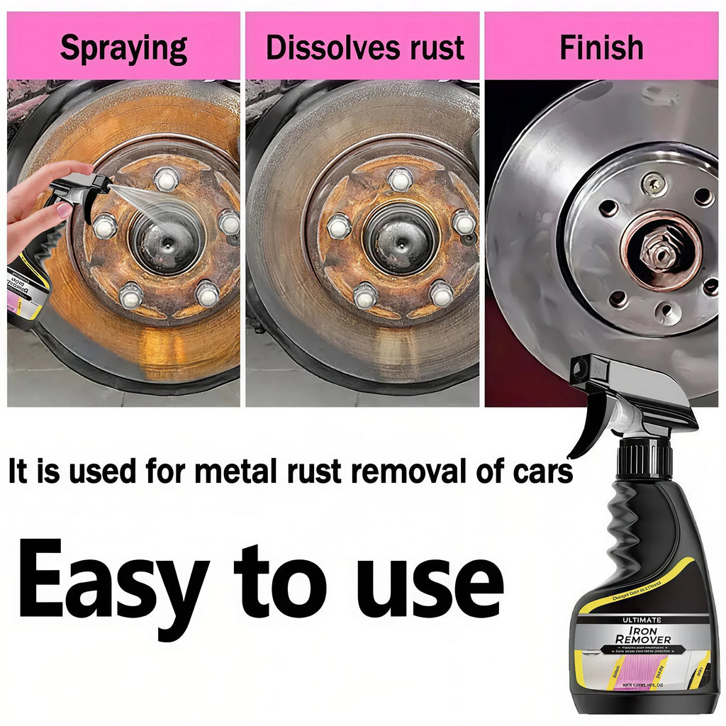 Car Rust Remover Car Wheel Care Quick Remover Car Exhaust Pipe Rust Removal Spray Clean Metal Iron Powder Stains
