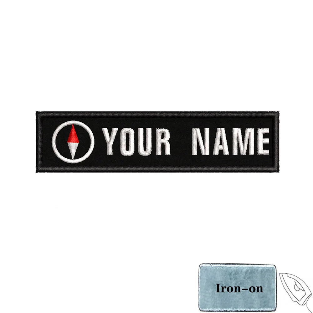 1PC 10cmX2.5cm Custom Name Patch Stripes Badge Iron On Or Hook Loop fire trophy radiation motorcycle blood drop love Pentagram