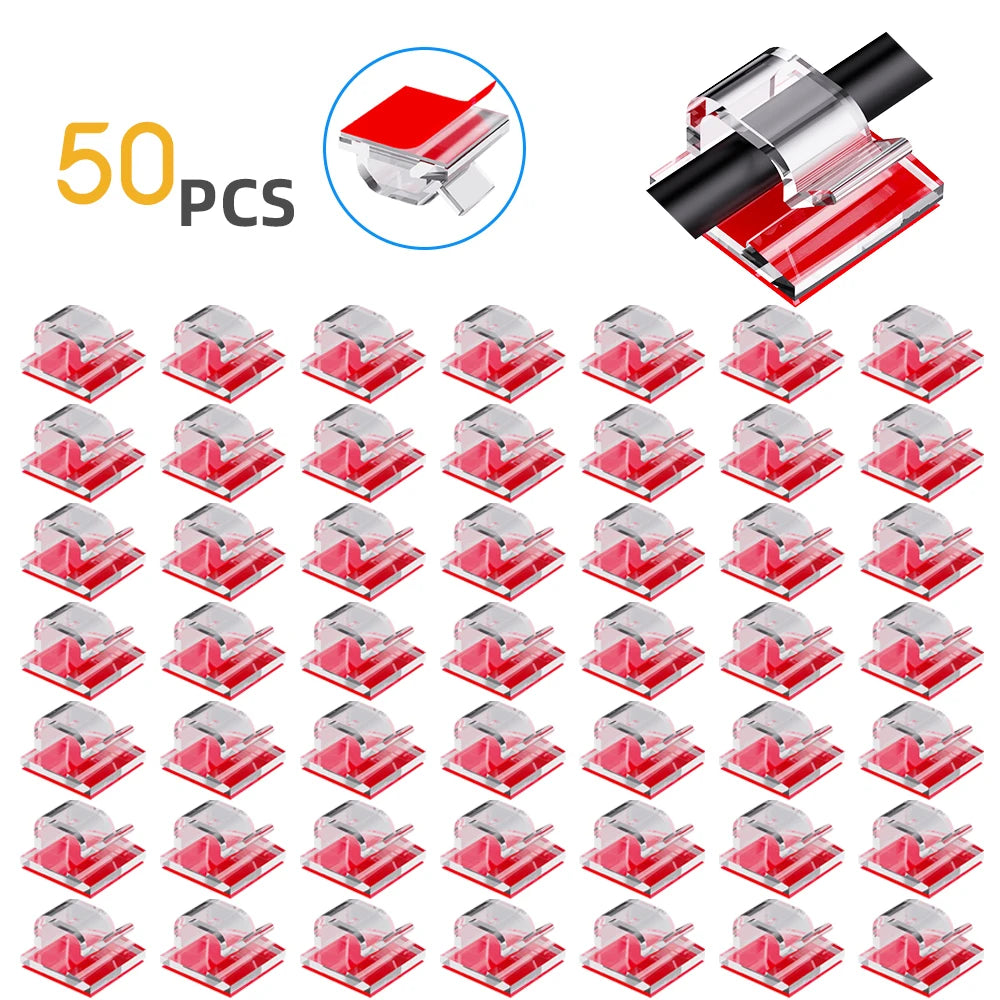 10/20/50/100pcs Cable Clips, Adhesive Cable Organizer Cord Holder, Durable Strong Cable Wire Management for Car, Office and Home