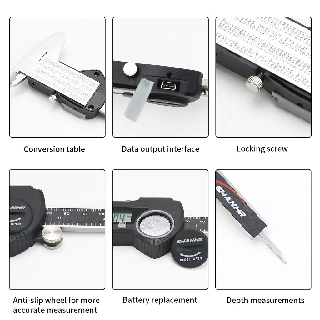SHANHR 150/200/300 mm Digital Electronic Caliper Ruler IP54 Digital Vernier Caliper Digital Caliper Stainless Steel Calipers