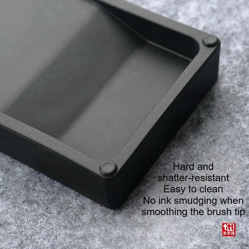 Multi-functional Inkstone Holding and Grinding Ink Anti-drop Portable Easy Clean Both Sides Usable Stationery for Students