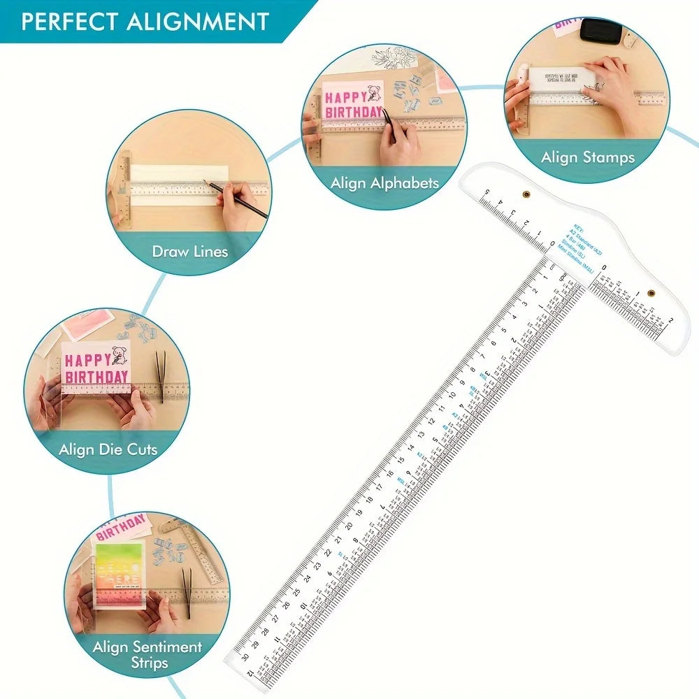 Precision 6 & 12 Acrylic T-Square Ruler – Perfect Alignment Tool for Crafting, Cardmaking, and Scrapbooking