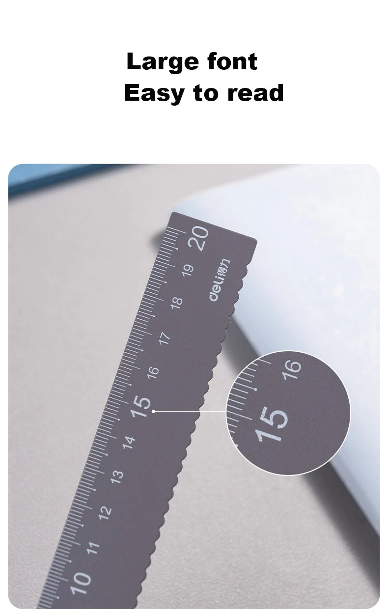 Deli 4Pcs Metal Ruler Set Multifunctional Straight Triangle Ruler Protractor Math Geometry Kit for School Kids Drawing Measuring