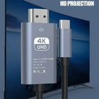 Aluminum Shell USB C to 4K@30Hz HDMI-compatible Display Adapter Cable Compatible with Thunderbolt5/4/3 Laptops i/phone16/15